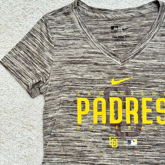 SOLD Nike MLB San Diego Padres Dri-FIT VNeck Shirt Baseball Top Heather Brown XS - Picture 4 of 12